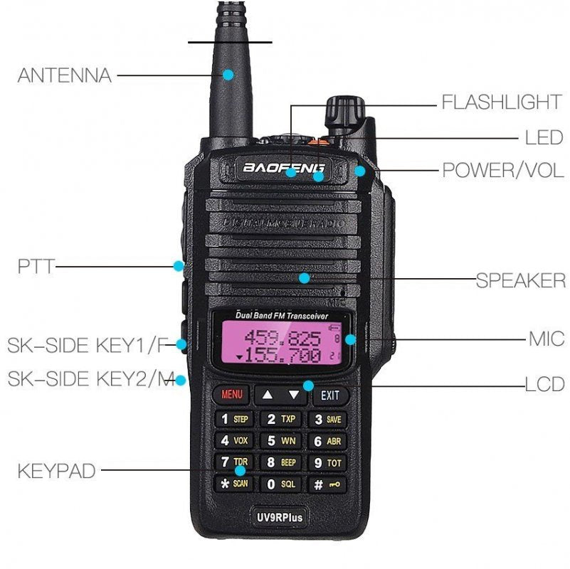 Set of 2 Baofeng UV-9R Plus UHF radios